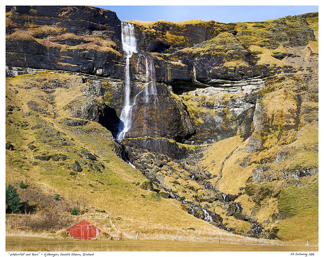 “Waterfall and Barn” - Þjóðvegur, South Shore, Iceland